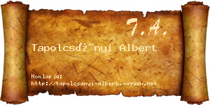 Tapolcsányi Albert névjegykártya
